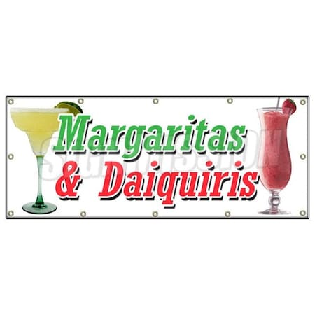 Signmission MARGARITA & DAIQUIRIS BANNER SIGN frozen drinks bar banana strawberry B-120 Margarita & Daiquiris